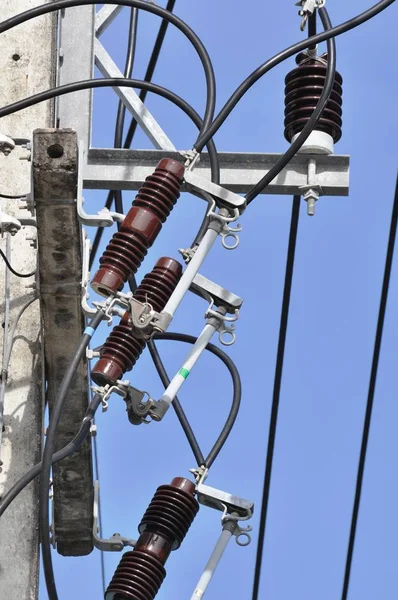 Elektricitet Pylon Himlen Bakgrund — Stockfoto