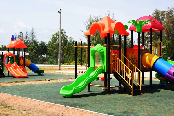 New Play Equipment Beautiful Colors Village Playground — Stock Photo, Image