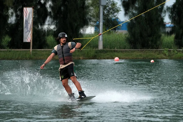 Oktober 2018 Thailand Mens Wakeboardt Het Water Het Stadspark — Stockfoto