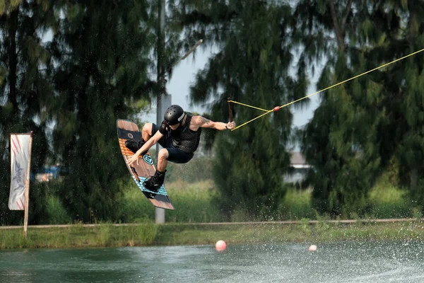 Oktober 2018 Thailand Man Wakeboarding Vatten Stadsparken — Stockfoto