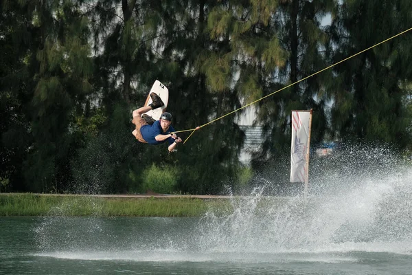 Oktober 2018 Thailand Mens Wakeboardt Het Water Het Stadspark — Stockfoto