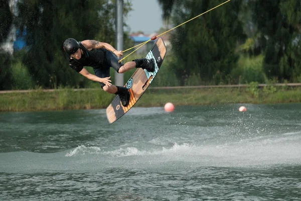 Oktober 2018 Thailand Man Wakeboarding Vatten Stadsparken — Stockfoto