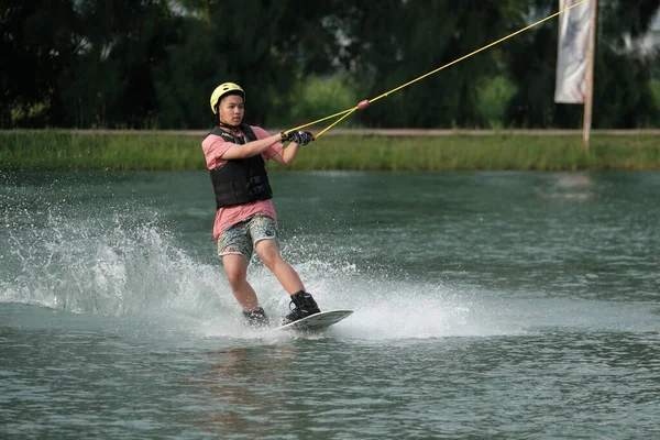 October 2018 Thailand Man Wakeboarding Water City Park — Stock Photo, Image