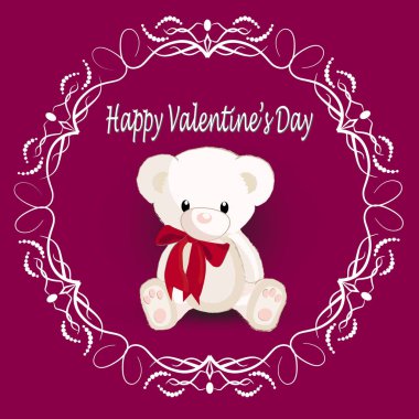  Sevimli ayı ile vektör tebrik kartı. Aşk...