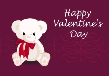  Sevimli ayı ile tebrik kartı. Mutlu Valentin'ın gün.