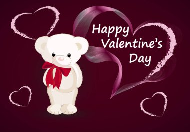 Vektör ayı ile mutlu Valentin'ın günü tebrik kartı.
