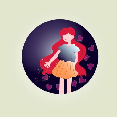  Kızıl saçlı romantik kız.