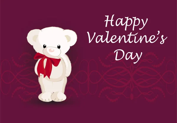 Feliz Día San Valentín Tarjeta Felicitación Con Oso Lindo — Vector de stock