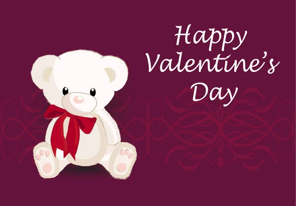 かわいいクマのグリーティング カード 幸せなバレンタインデー — ストックベクタ