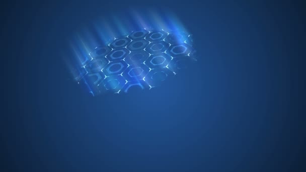 Футуристическая Инновационная Шестиугольная Сетка Современный Блестящий Синий Яркий Цифровой Абстрактный — стоковое видео