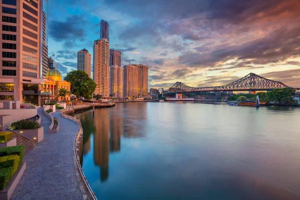 Brisbane Stadsgezicht Beeld Van Skyline Van Brisbane Australië Tijdens Zonsopgang — Stockfoto