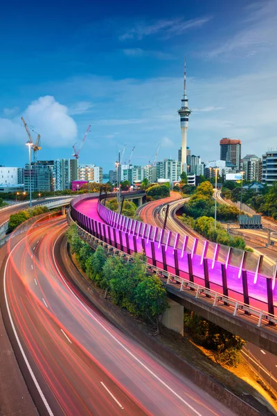 Auckland Obraz Pejzaż Panoramę Auckland Nowa Zelandia Świcie — Zdjęcie stockowe
