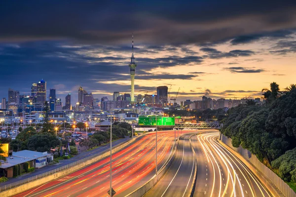 Auckland Stadtbild Von Auckland Skyline Neuseeland Bei Sonnenaufgang — Stockfoto