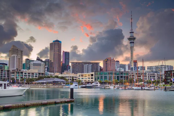 Auckland Obraz Pejzaż Panoramę Auckland Nowa Zelandia Podczas Sunrise — Zdjęcie stockowe