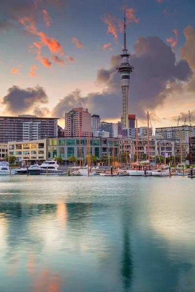 Auckland Obraz Pejzaż Panoramę Auckland Nowa Zelandia Podczas Sunrise — Zdjęcie stockowe