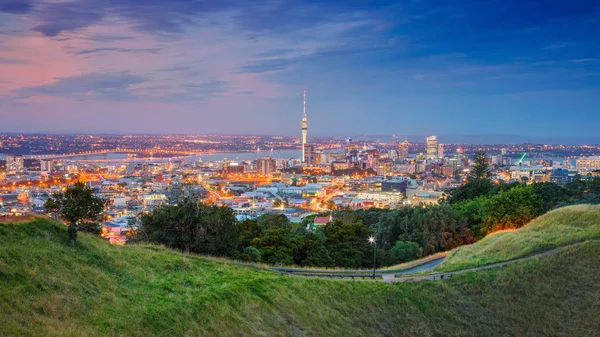 Auckland Auckland Manzarası Yeni Zelanda Eden Gelen Günbatımında Çekilen Cityscape — Stok fotoğraf