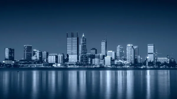 Perth Perth Manzarası Avustralya Günbatımı Sırasında Görüntüsünü Panoramik Cityscape — Stok fotoğraf