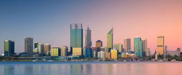 Perth Panoramautsikt Över Stadsbilden Bild Perth Skyline Australien Solnedgången — Stockfoto