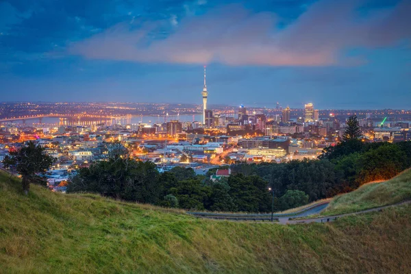 Auckland Obraz Pejzaż Panoramę Auckland Nowa Zelandia Zaczerpnięte Eden Świcie — Zdjęcie stockowe