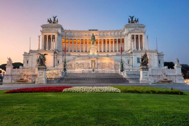 Roma. Cityscape görüntü, anıt, Victor Emmanuel II, Roma, İtalya gündoğumu sırasında Venezia Meydanı.