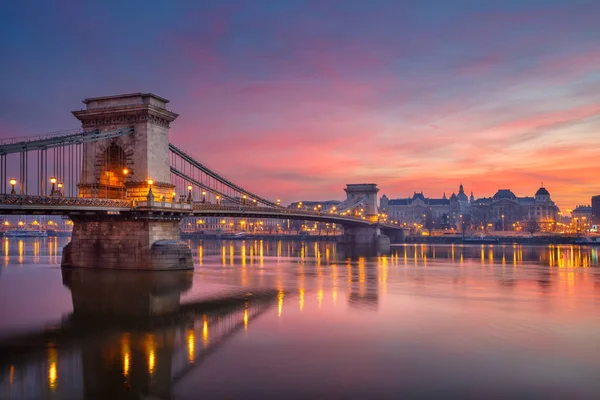 Будапешт Венгрия City Scape Image Budapest Skyline Chain Bridge Building — стоковое фото