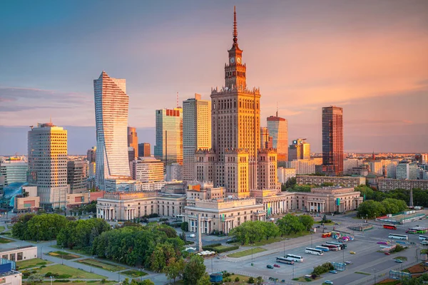 Varsovie Pologne Image Aérienne Paysage Urbain Capitale Polonaise Varsovie Lever — Photo