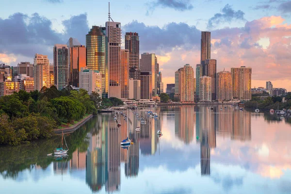 Det Brisbane Cityscape Bild Brisbane Skyline Soluppgången Australien — Stockfoto