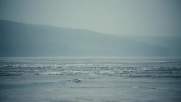 Lac Gelé Dans Brouillard — Video