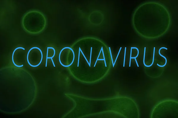 Illustrative example of new chinese Coronavirus written on virus like green background — Stock Photo, Image