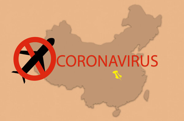 Wuhan china travel ban due to Coronavirus nCoV or SARS spread around the world - Epidemic zone - Health and medicine concept