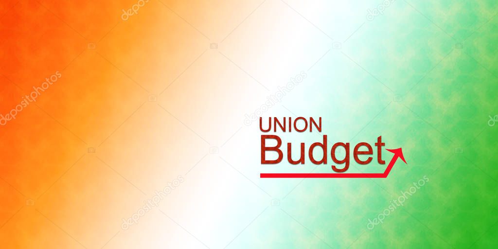 Concept of Indian Union Budget printed on Indian Flag like background.