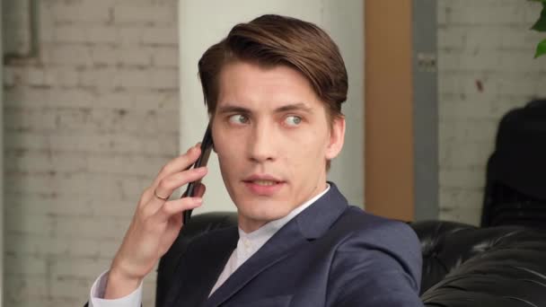 役員室で携帯電話で話すビジネスマン — ストック動画