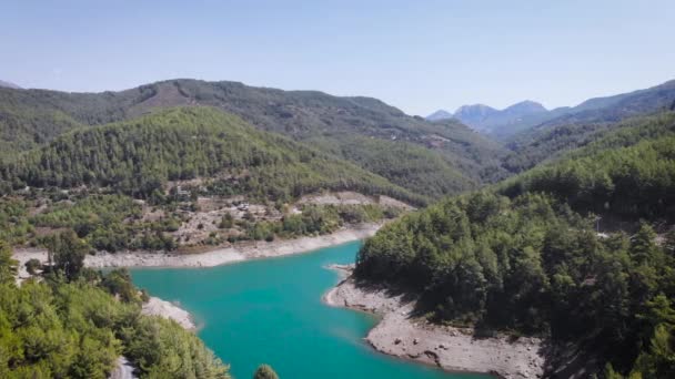 Veduta Aerea Fiume Montagna Una Valle Tra Montagne Estate — Video Stock