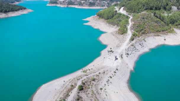 Κοίτη Του Ποταμού Είναι Μια Κορυφαία Θέα Από Drone Πετώντας — Αρχείο Βίντεο