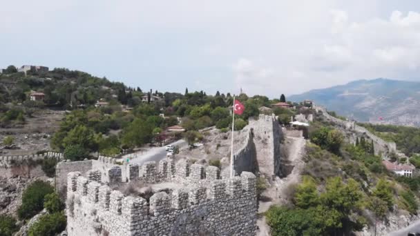 Old Fortress Alanya Turkey Main Tourist Attraction Turkish City Alanya — Stock Video