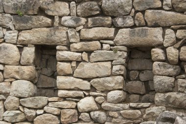 Taş duvar ile pencere eşiği Machu Picchu Peru