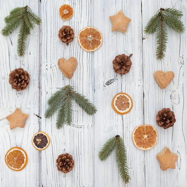 Christmas sammansättning. på gamla grunge träskiva — Stockfoto