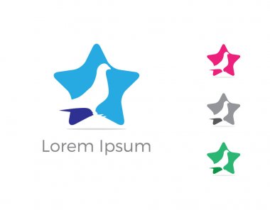 Kuş logo vektör tasarımı, kuşlar sevgilisi simgesi, pigeon kuş türü kalp vektör çizim.