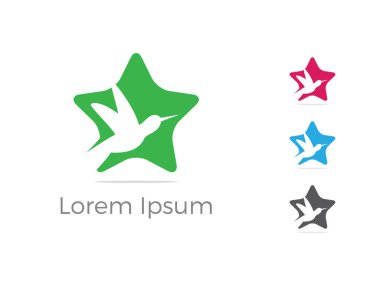Kuş logo vektör tasarımı, kuşlar sevgilisi simge vektör yıldız illüstrasyon kuş uğultu,.