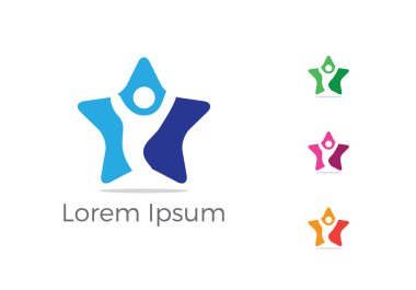 Kavramı, yetimler yıldız simgesi, sevgi ve mutlu bir hayat vektör çizim vektör çocuk bakım merkezi logosu, yardım ve destek.