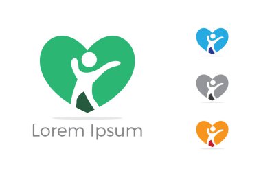 Kavramı, yetimler kalp simgesi, sevgi ve mutlu bir hayat vektör çizim vektör çocuk bakım merkezi logosu, yardım ve destek.