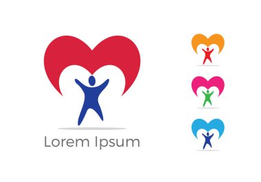 Kavramı, yetimler kalp simgesi, sevgi ve mutlu bir hayat vektör çizim vektör çocuk bakım merkezi logosu, yardım ve destek.