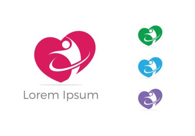 Kavramı, yetimler kalp simgesi, sevgi ve mutlu bir hayat vektör çizim vektör çocuk bakım merkezi logosu, yardım ve destek.