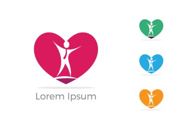 Kavramı, yetimler kalp simgesi, sevgi ve mutlu bir hayat vektör çizim vektör çocuk bakım merkezi logosu, yardım ve destek.