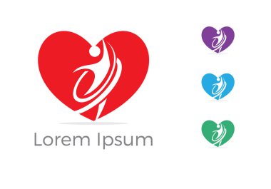 Kavramı, yetimler kalp simgesi, sevgi ve mutlu bir hayat vektör çizim vektör çocuk bakım merkezi logosu, yardım ve destek.