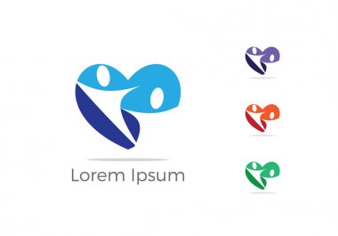Kavramı, yetimler kalp simgesi, sevgi ve mutlu bir hayat vektör çizim vektör çocuk bakım merkezi logosu, yardım ve destek.
