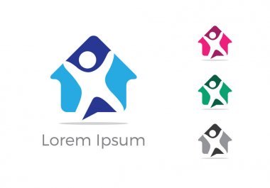 Kavramı, yetimler ev simgesini, sevgi ve mutlu bir hayat vektör çizim vektör çocuk bakım merkezi logosu, yardım ve destek.