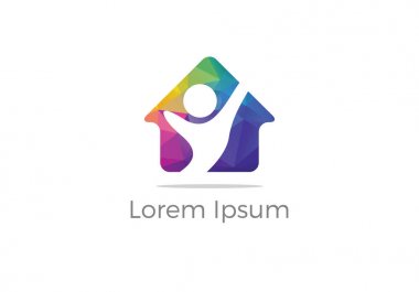 Kavramı, yetimler ev simgesini, sevgi ve mutlu bir hayat vektör çizim vektör çocuk bakım merkezi logosu, yardım ve destek.