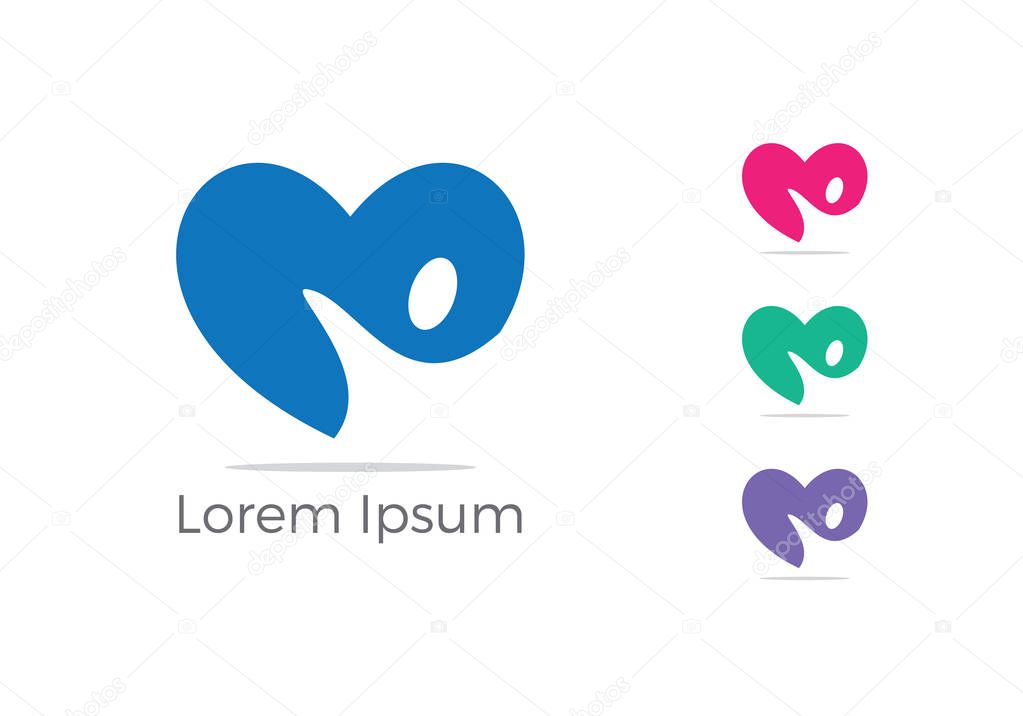 Child care center logo, charity and support vector concept, orphans in heart icon, love and happy life vector illustration.