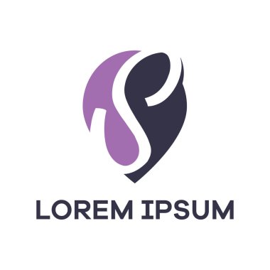 S harfi logo tasarımı. Konum pin vektör illüstrasyonunda harfler.